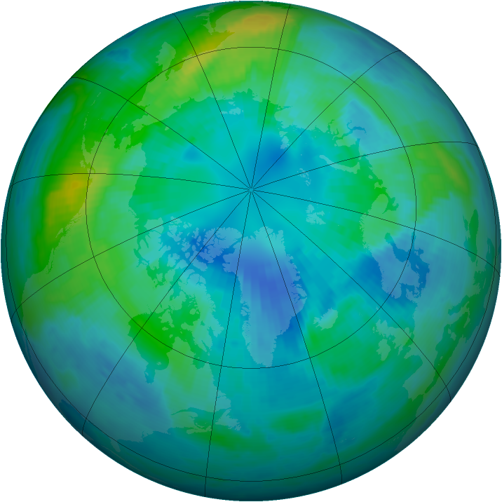 Arctic ozone map for 07 October 1997